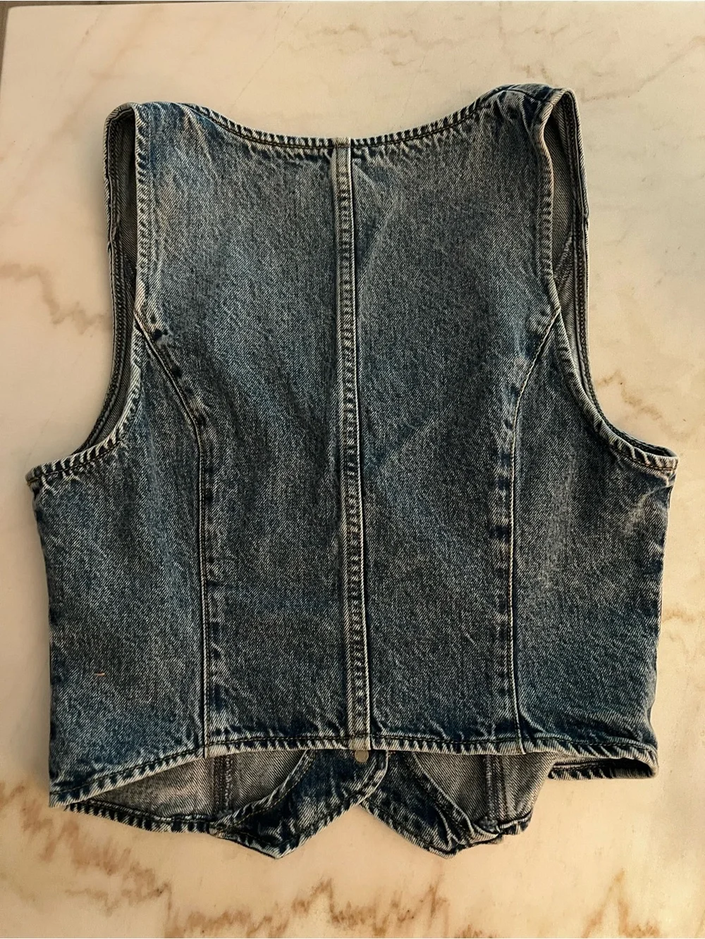 Aritzia Denim Forum Washed Blue Denim Button-Up Vest - Picture 2 of 4